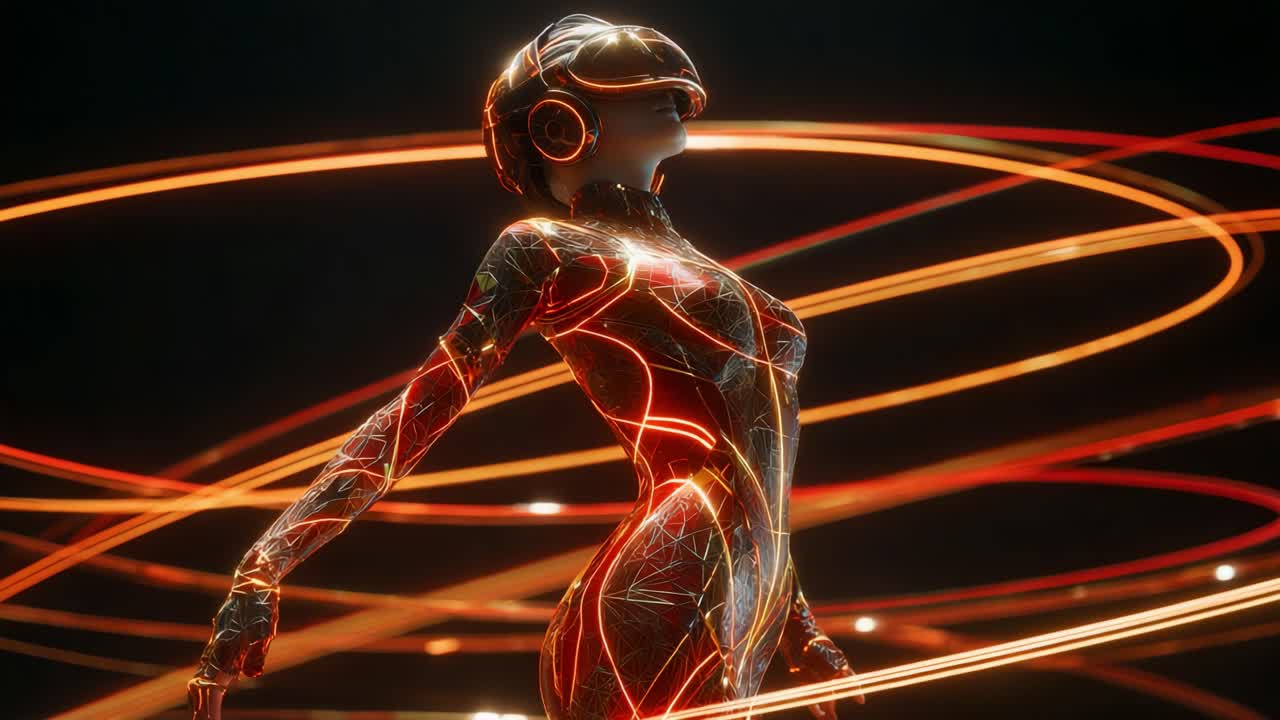 Futuristic Cyborg with VR Headset