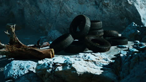 Old-car-tires-on-the-beach