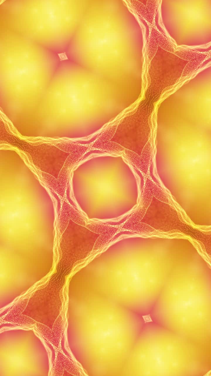 vj bucle caleidoscopio de neón amarillo. video en bucle vertical