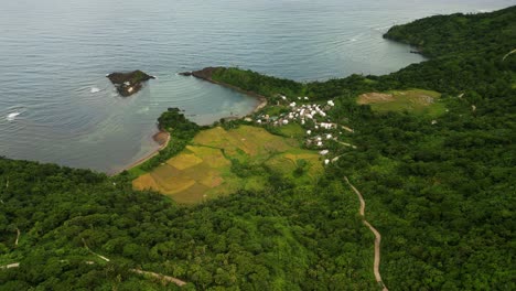 aerial view of cagraray island and barangay in bato, virac, catanduanes