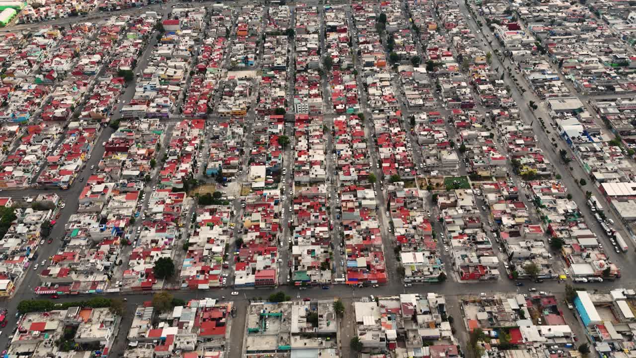 Flying over the crowded city of Ecatepec, Mexico