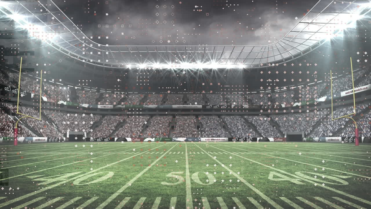 스포츠 경기장 위의 데이터 처리의 애니메이션