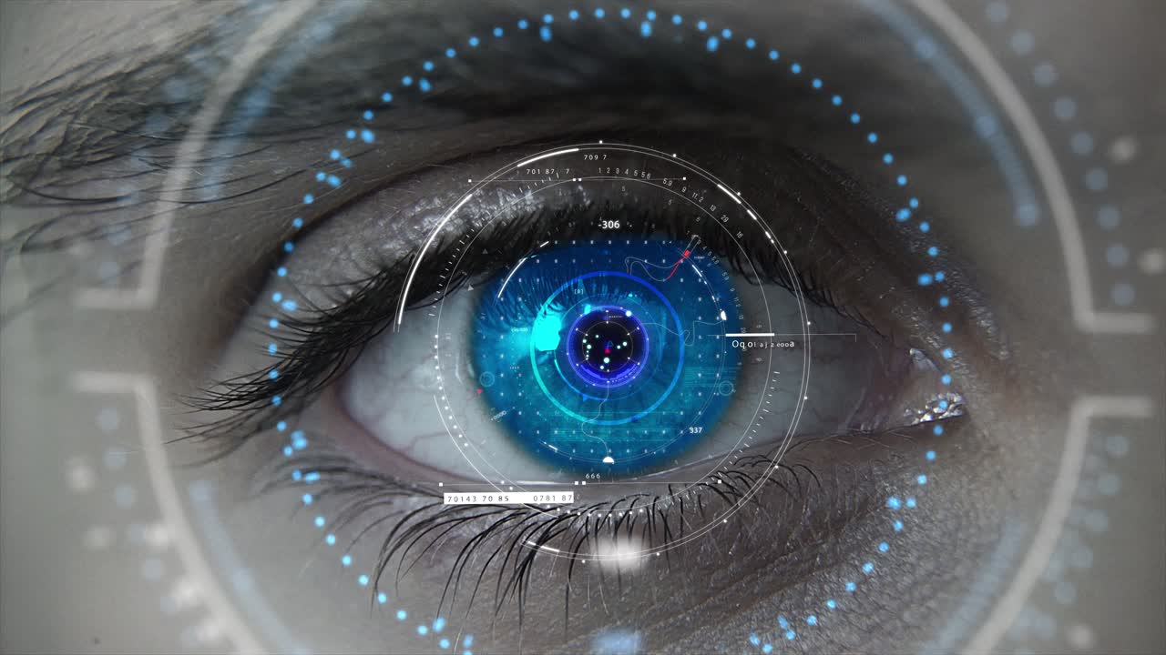 el plan macro de los ojos de la piel azul