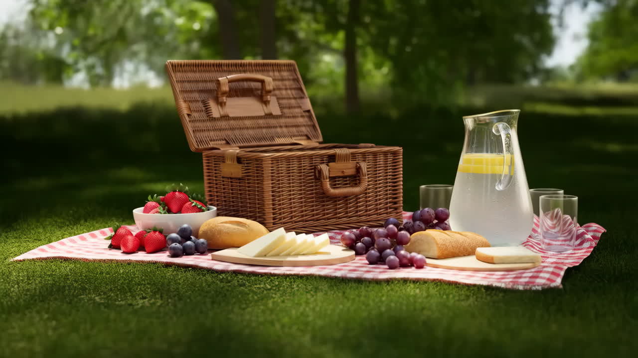 Classic Picnic Setup in a Grassy Park