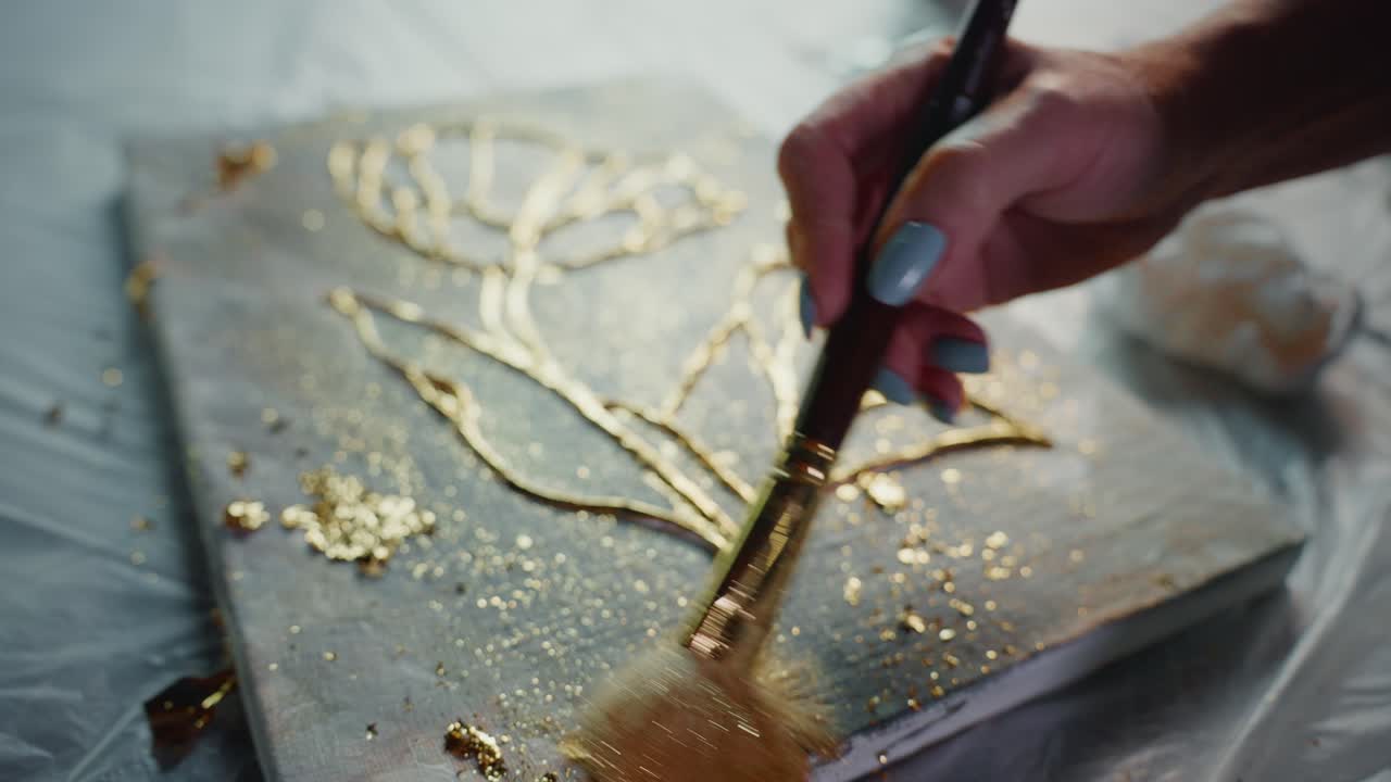Gold Leaf Floral Painting Process