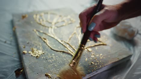 gold leaf floral painting process