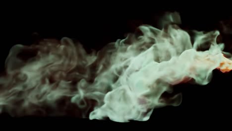 colorful smoke stream on a black studio background can be separated or used continuously. smoke cloud puff, inky cloud swirling flowing underwater, thick smoke, high density and turbulence, 3d render