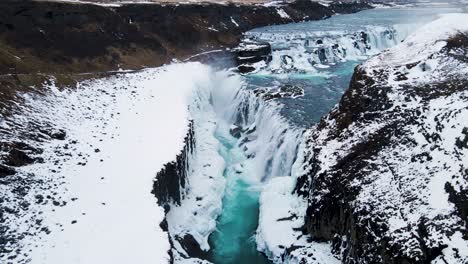 gullfoss waterfall in south west iceland in the winter