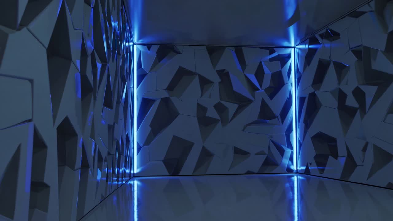 Futuristic Abstract Interior Design with Neon Lighting