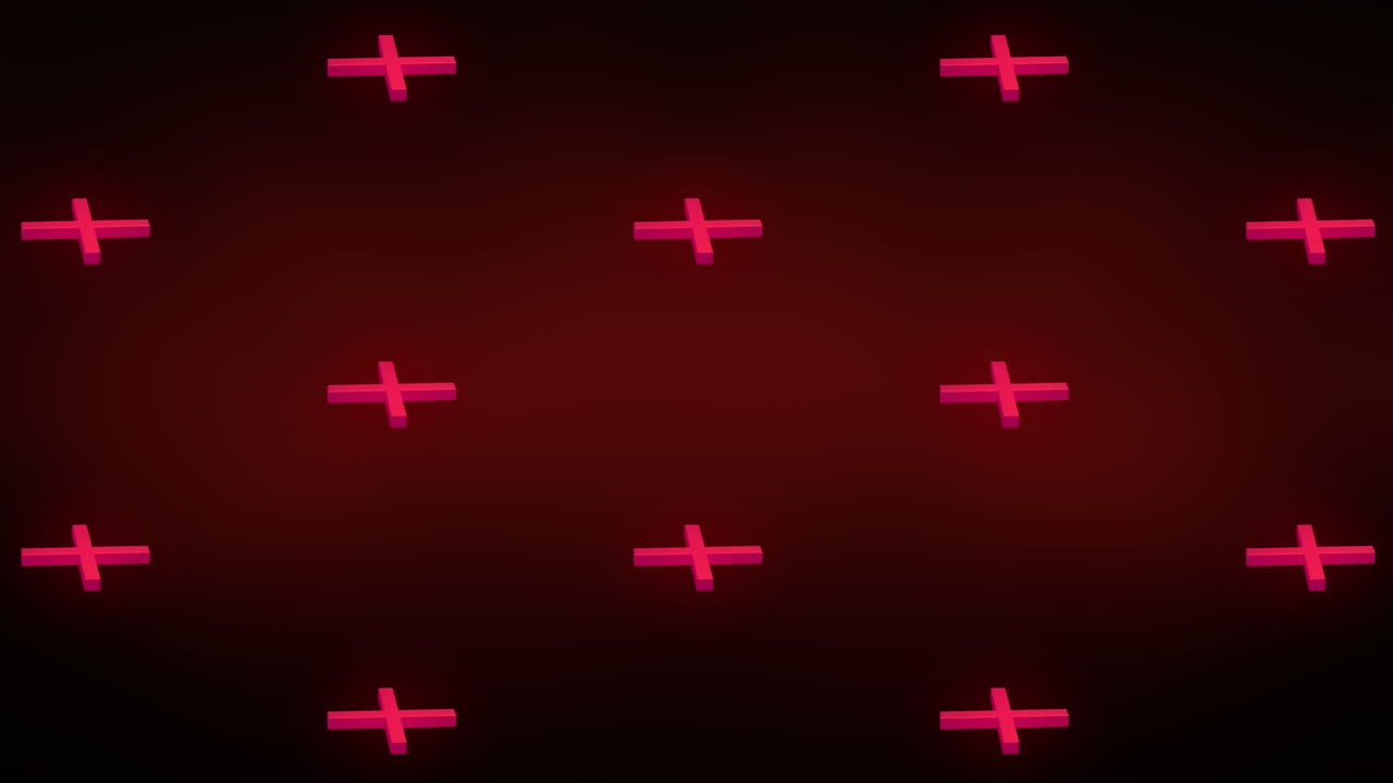 ⁇ 은 배경에 반복되는  ⁇ 은 십자가 아이콘의 애니메이션