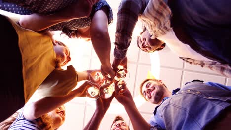 creative business team toasting glasses of champagne