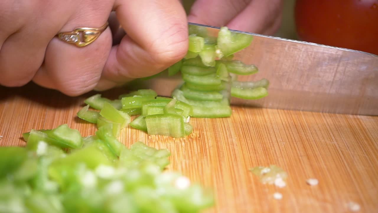 Chopping Green Peppers