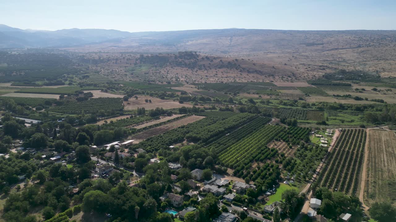 4K high resolution drone video of the She'ar Yashuv village- Northern Israel during the summer months- Israel
