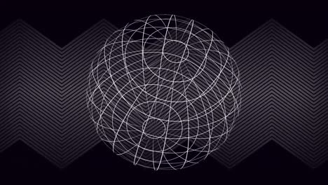 animation of network of connection and globe over zigzag lines