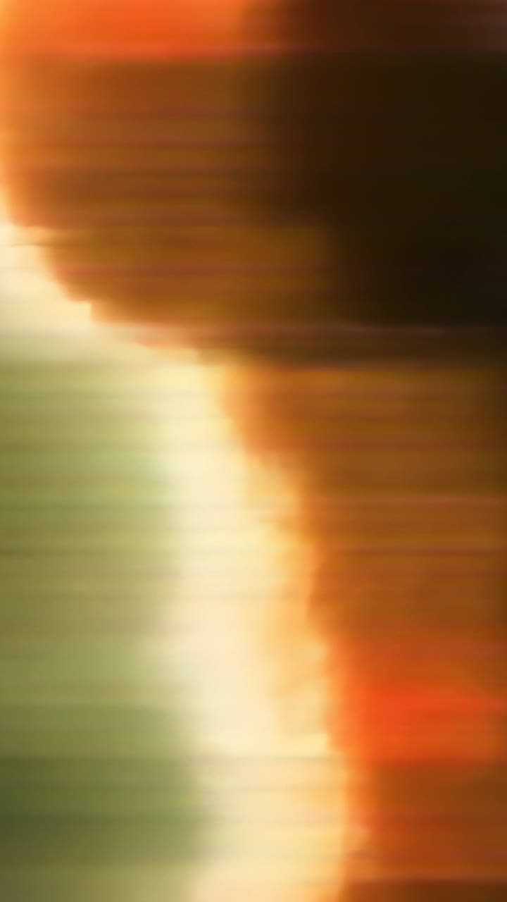 Vertical video: Leaving woman moving past window after flare with scanline, color bands, copy space