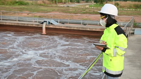 environmental engineers work at wastewater treatment plants