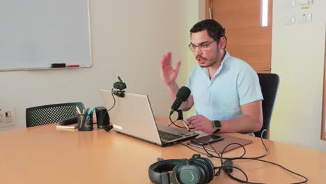 young entrepreneur recording podcast episode
