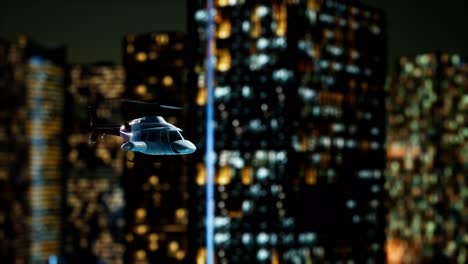 slow-motion-helicopter-near-skyscrapers-at-night