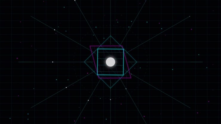 Abstract Motion Graphics with Rotating Geometric Shapes and Glowing Center