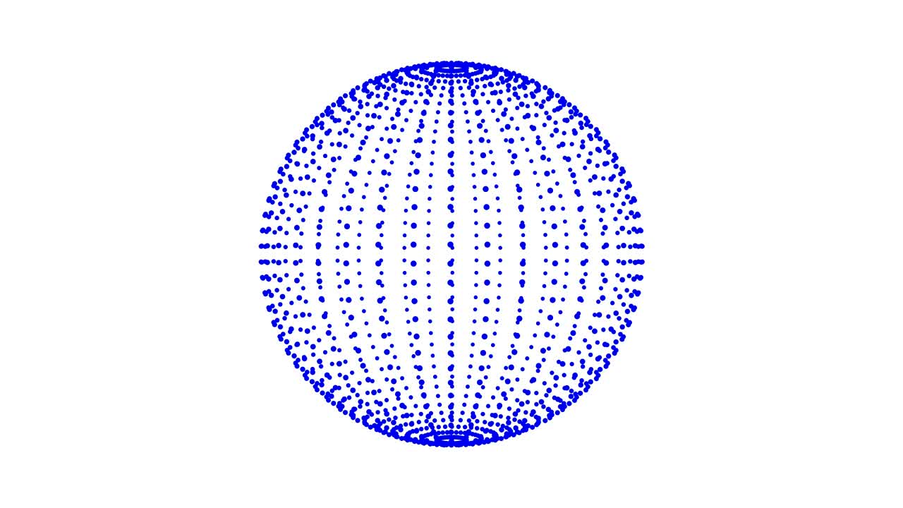Blue Sphere Of Spinning Points, Particles. Loop animation