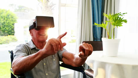 portrait of senior wearing virtual glasses