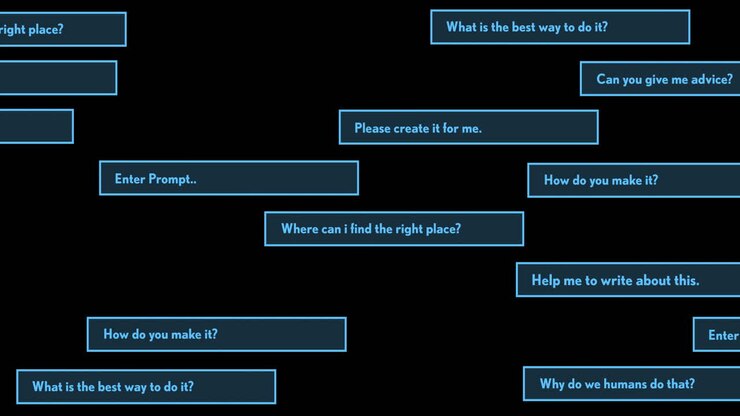 Animation of ai data processing over black background