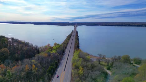 Long-bridge-leading-into-Paris,-Tennessee