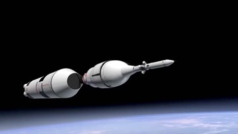 un hermoso cohete simulado viaja a través de la atmósfera superior de la tierra 1