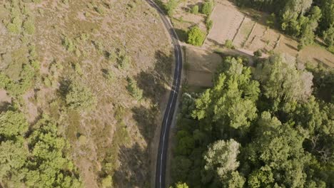 Establishing-shot-of-rural-road-in-Spanish-countryside