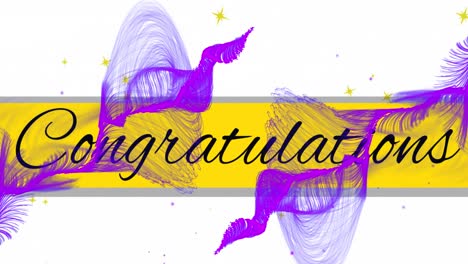 Animation-of-golden-stars-and-purple-digital-wave-over-congratulation-text-on-white-background