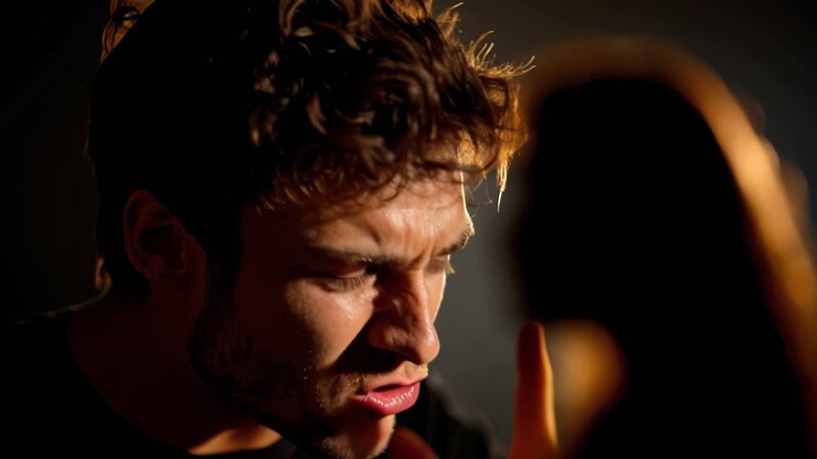 Intense Emotional Exchange Between Two Characters Captured in a Dramatic Scene Highlighting Conflict and Tension Amidst Soft Background Lighting