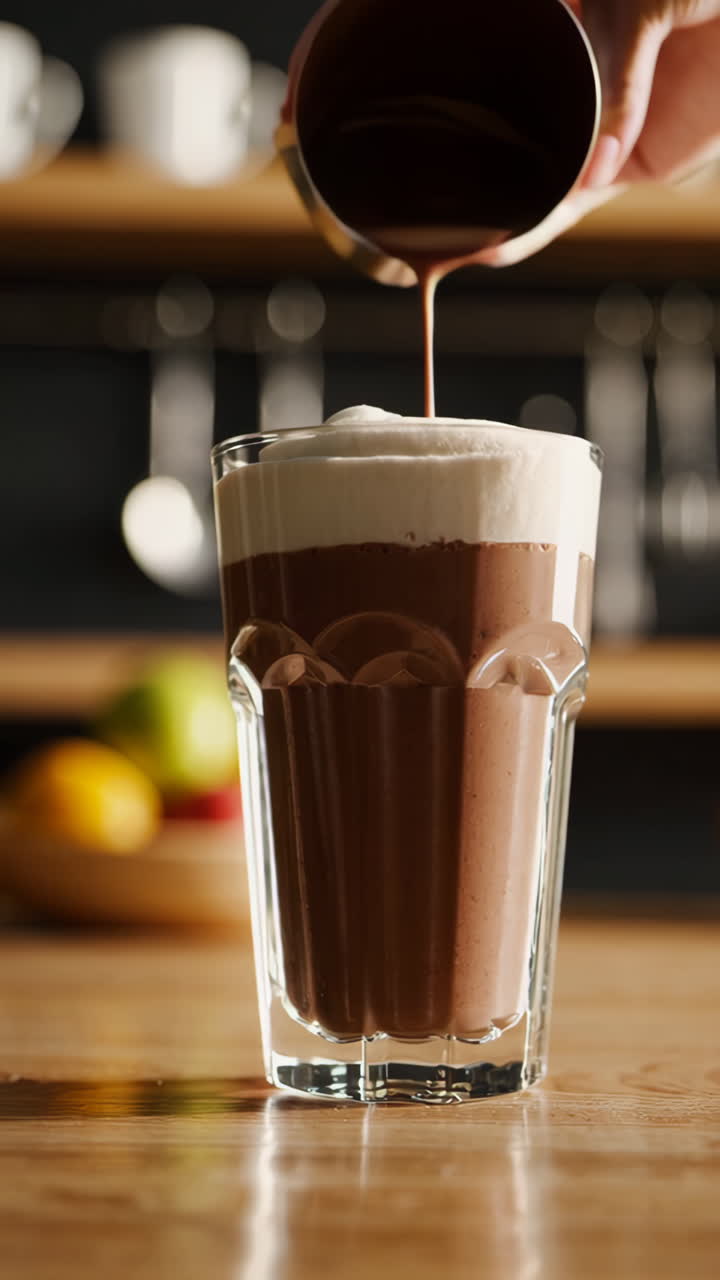 Versare un milkshake al cioccolato