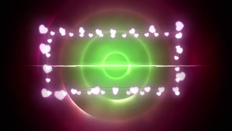 animation of christmas decoration fairy lights with copy space over green circles