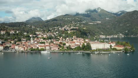 aerial: menaggio sunlit on a warm autumn day