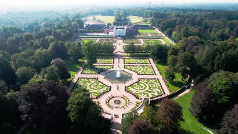 royal palace in apeldoorn, netherlands, drone flyover