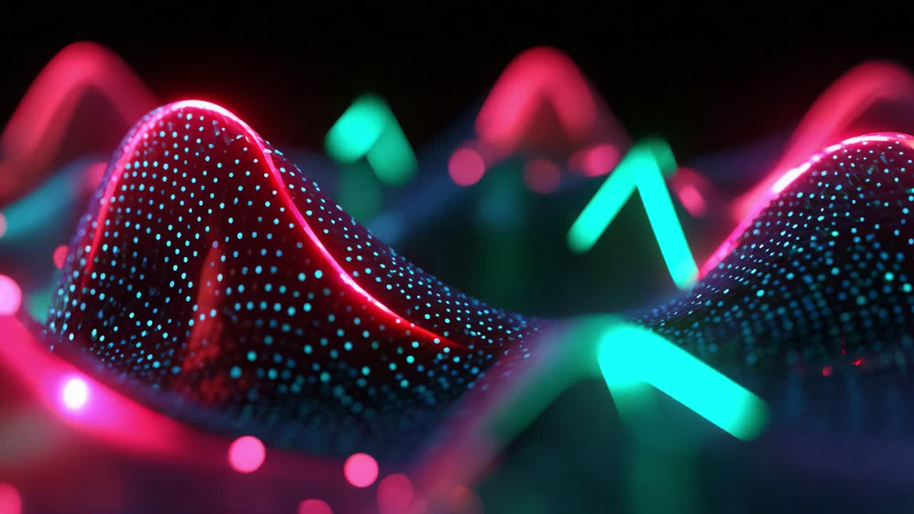 A Stunning Visualization of Vibrant Waves and Dynamic Patterns in Motion, Showcasing an Artistic Fusion of Light, Color, and Geometry, Perfect for Capturing the Essence of Modern Digital Artistry