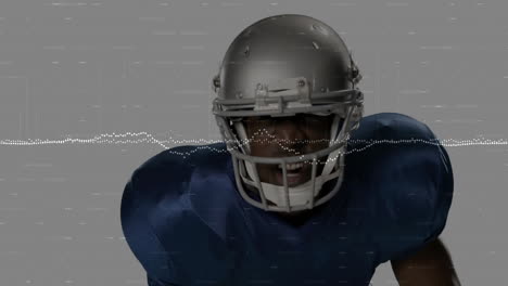 american football player in blue jersey with digital data animation overlay