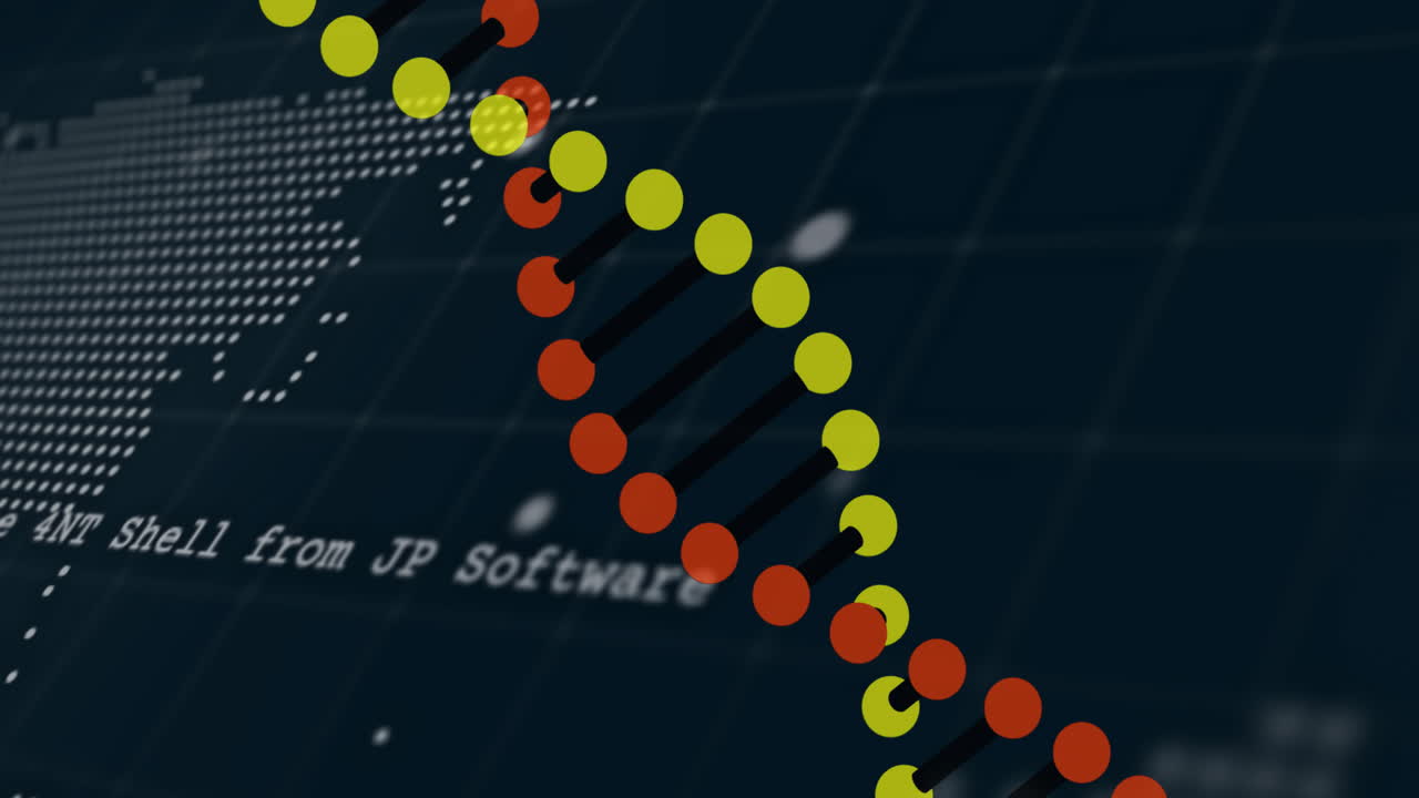 DNA strand and binary coding processing, scientific animation in laboratory setting