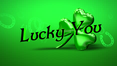 lucky you and irish green shamrock on green gradient