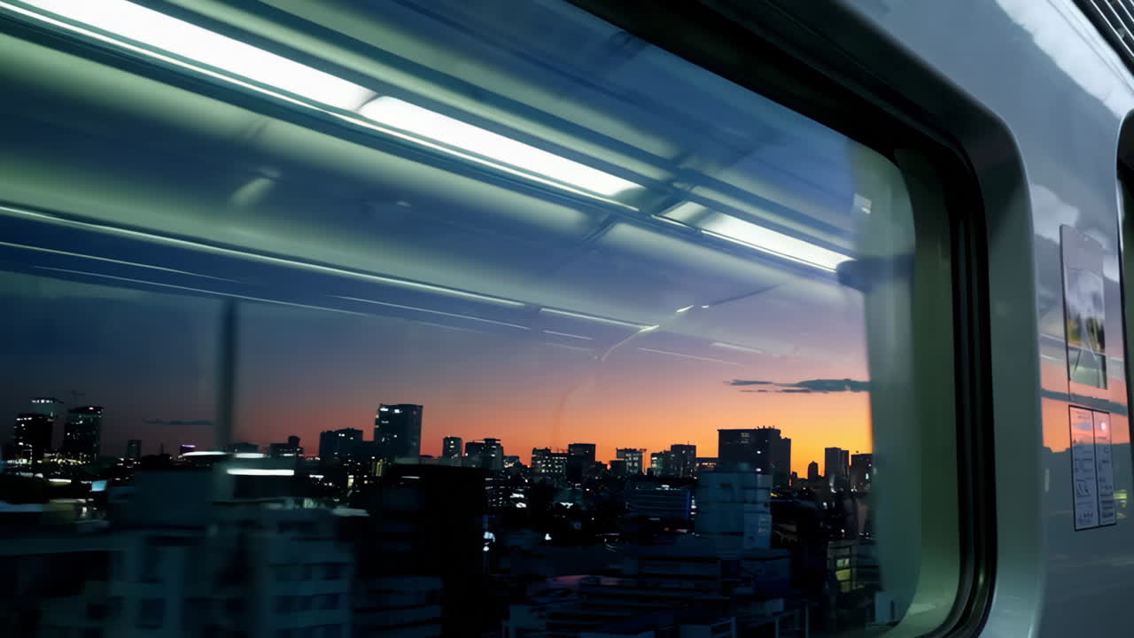 Sunset Reflection from a Train Window