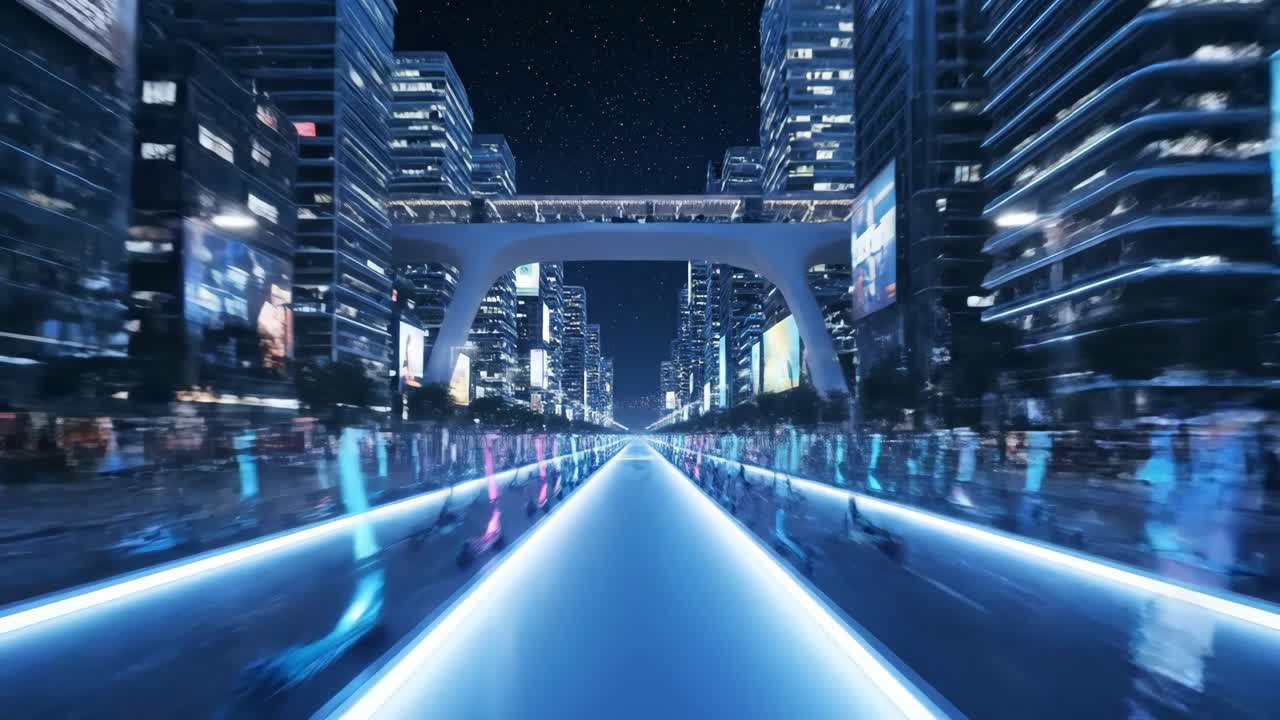 Futuristic Urban Cityscape at Night