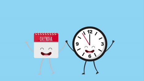 cute calendar and clock characters