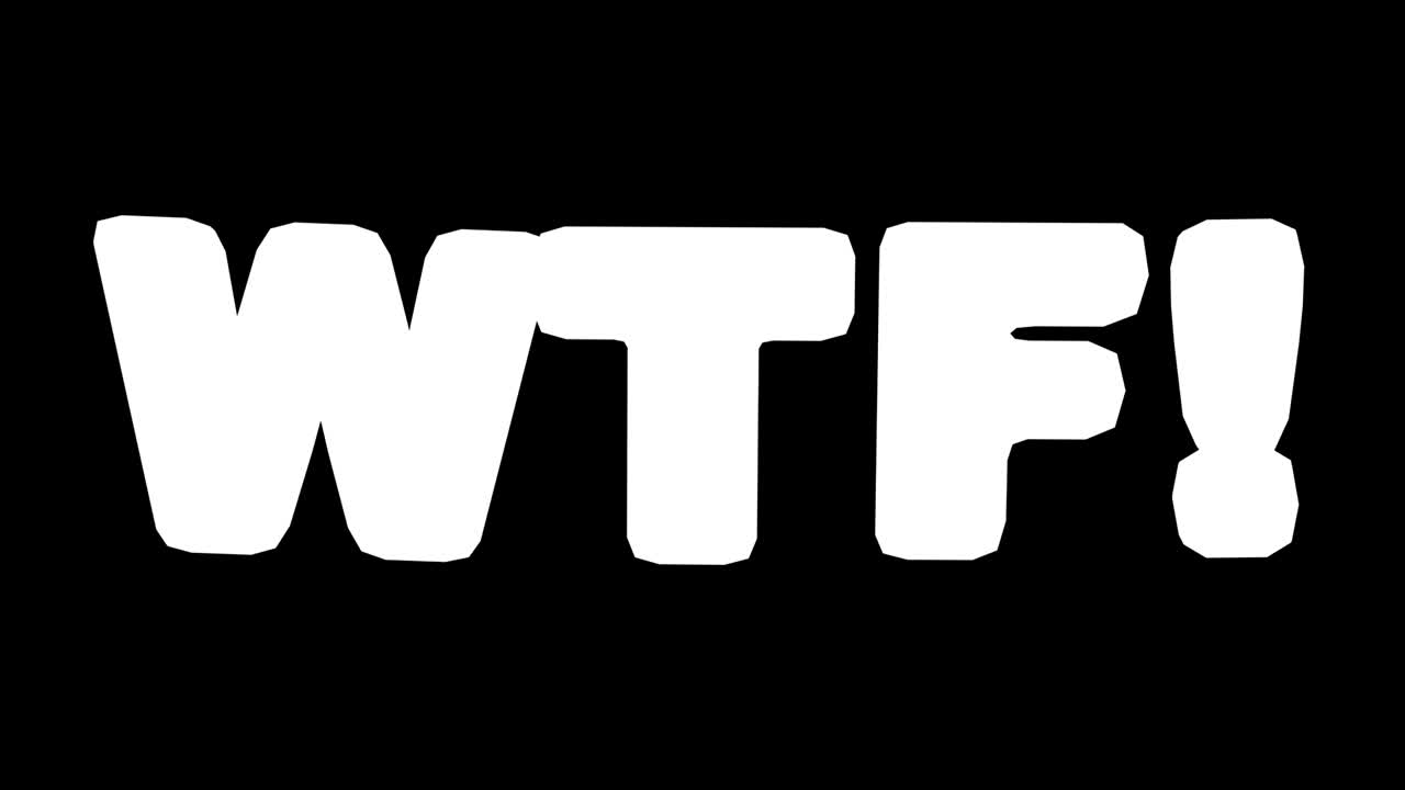 animación 3d abstracta de la apariencia de la palabra wtf. animación con canal alfa