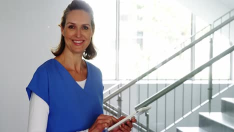 nurse using digital tablet