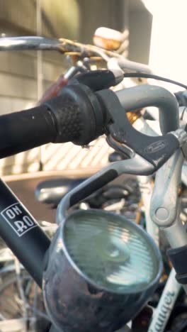 close up of bicycle handlebars and brakes