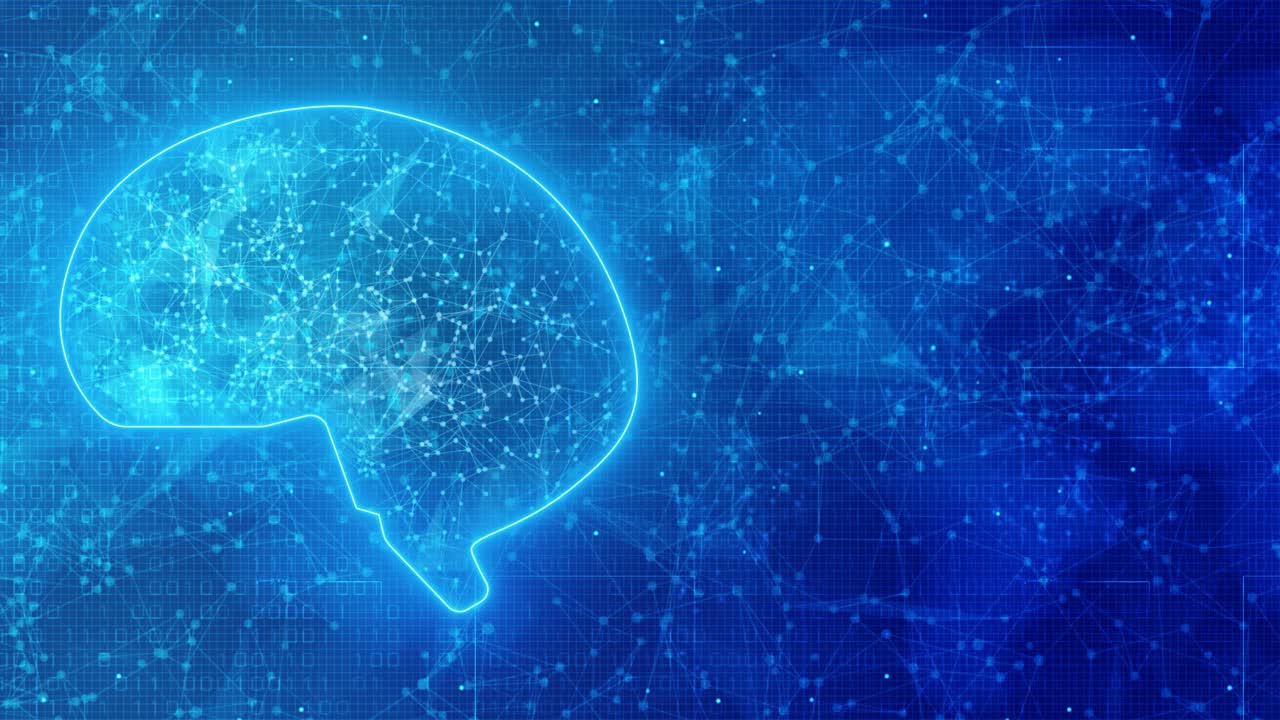 4k 기술 인공지능 ai 뇌 루프 애니메이션 디지털 데이터 개념