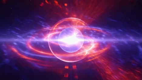 abstract cosmic energy core with glowing rings and bursts