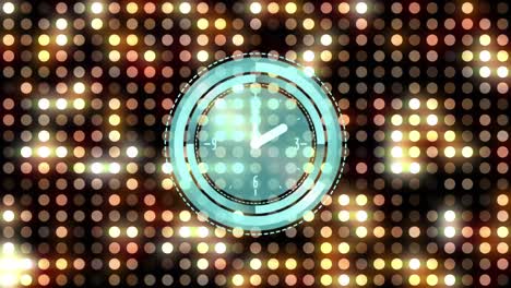 animación del reloj sobre las luces de la discoteca