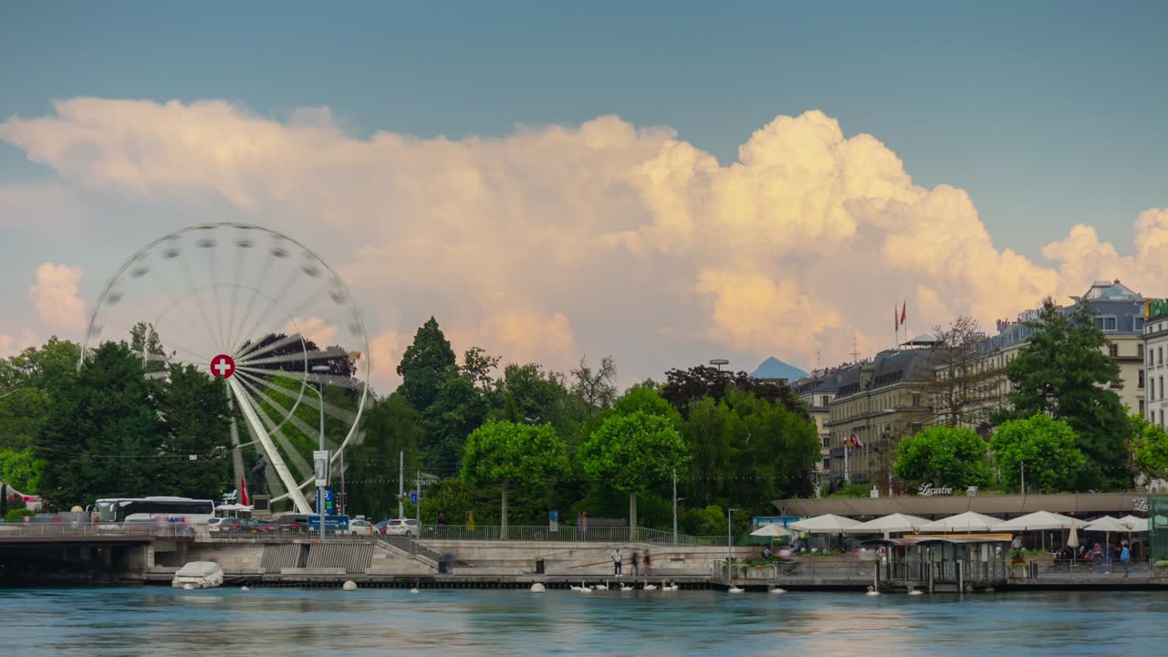제네바 시 (geneva city) - 빛이 고 해가 지는 곳, 유명한 교통, 호수, 다리, 바, 파노라마, 4k 타임스, 스위스