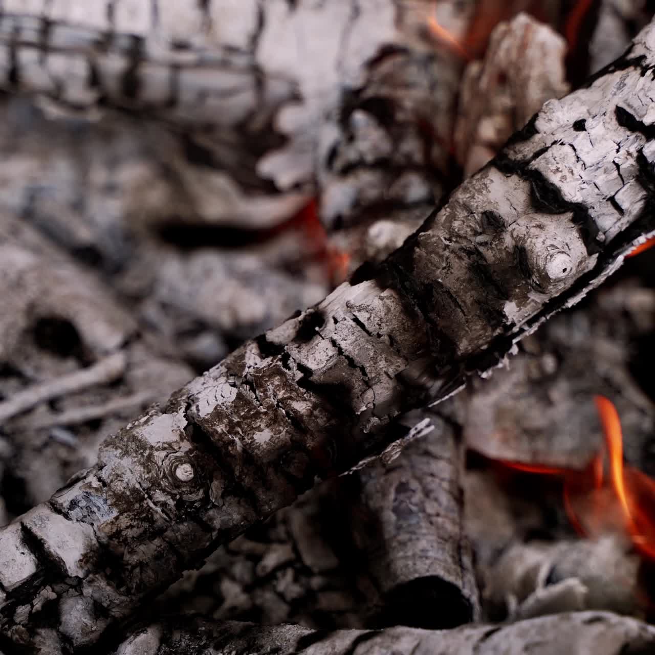 Wooden embers beautifully glowing